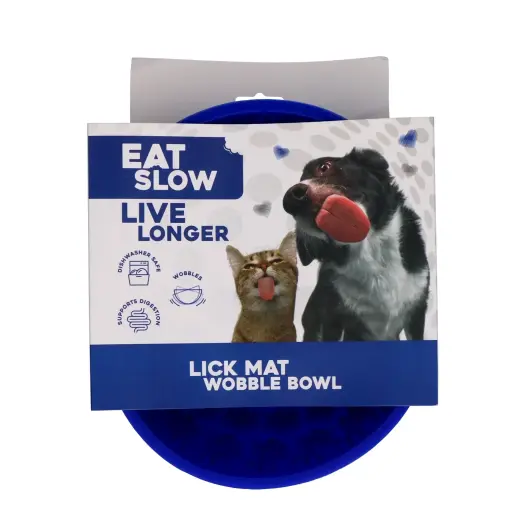 [EATS064J] Eat Slow Live Longer Lick Mat Wobble Bowl Blue